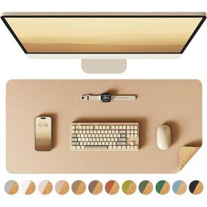 Double-Sided Desk Pad, Leather Desk Mat, Eco Cork Desk Pad Protector
